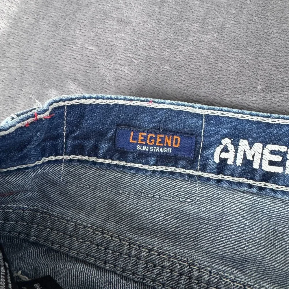 American Fighter Jeans Men's 34 x 30 Blue Legend SLIM STRAIGHT Embroidered